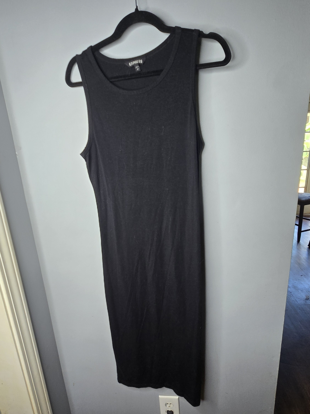 Express Black Sleeveless Midi Dress Size Large Cutout Back Casual Minimalist